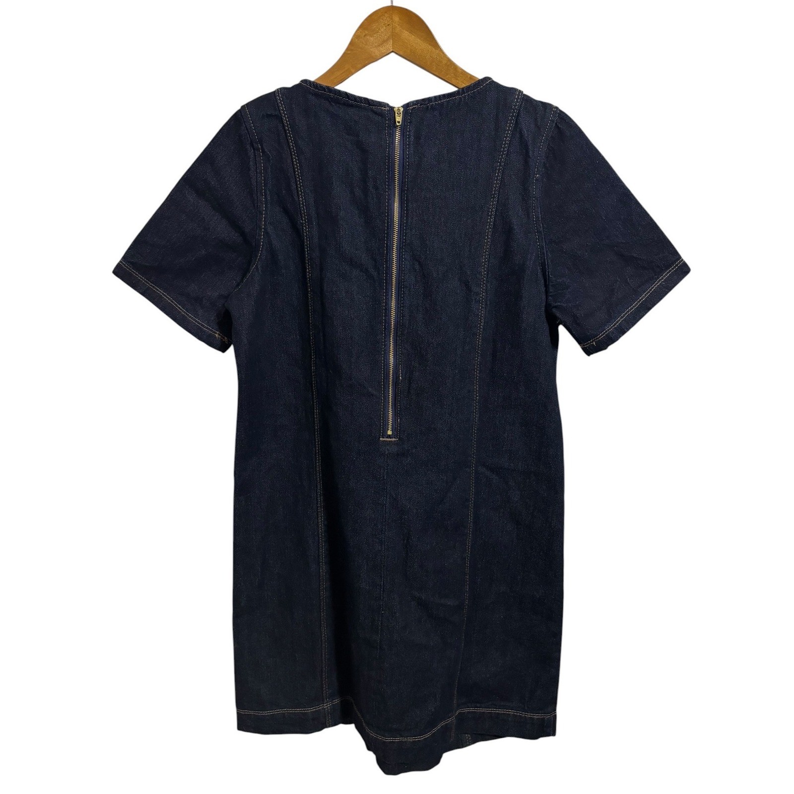 Old Navy Womens Dark Wash Denim Short Sleeve Mini Shift Dress Blue Preppy XS