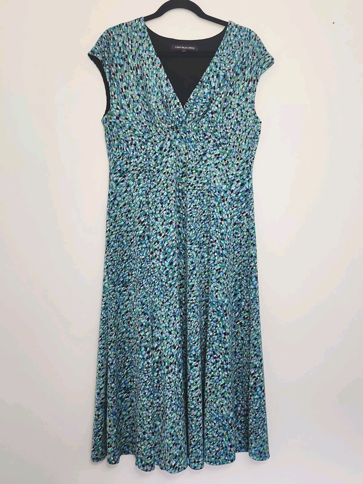 Jones Wear Fit & Flare Sleeveless Midi Dress Size 14 Crossover Top Party Office