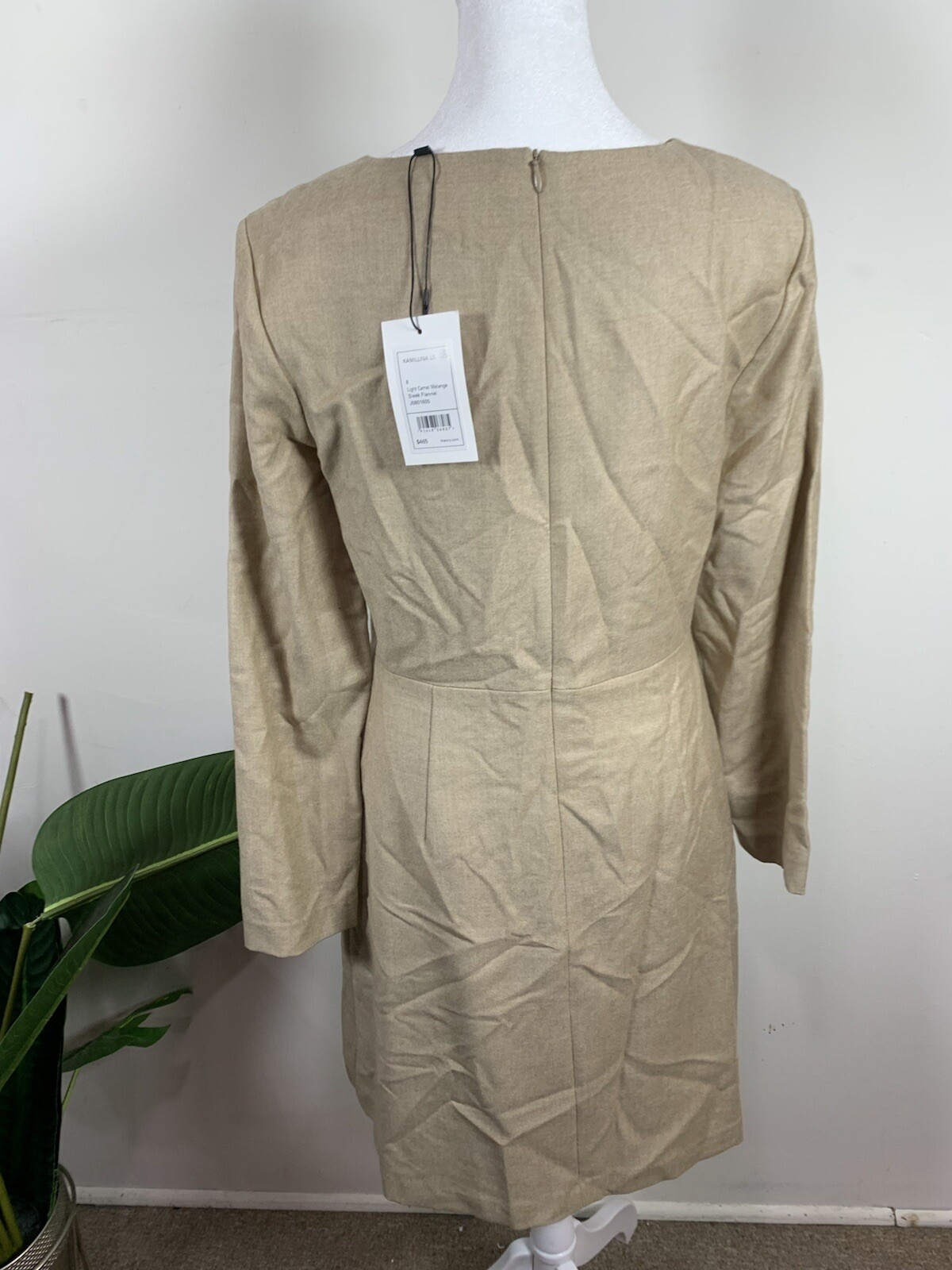 Theory WOMENS Kamillina Light Camel Melange Sleek Flannel Dress, Size 8,$465