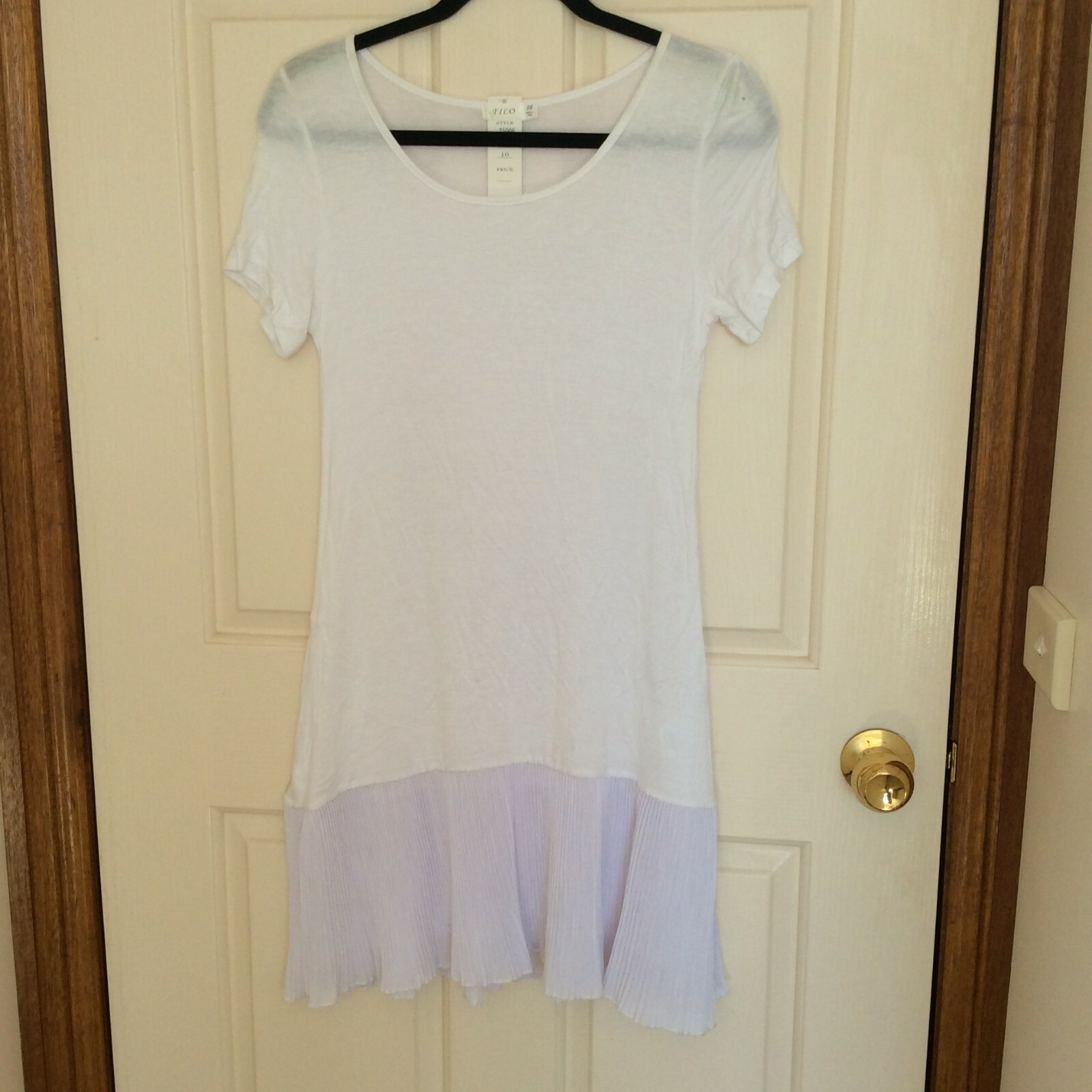 FILO WOMENS SHORT SLEEVE WITH PLEAT CHIFFON TRIM DRESS SIZES 8, 10, 12, 14
