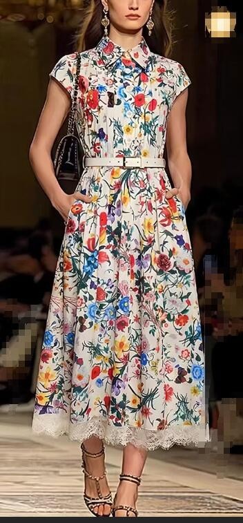 Factory 2026 New Summer high-end customization Fashion Printing Dress S-XXL