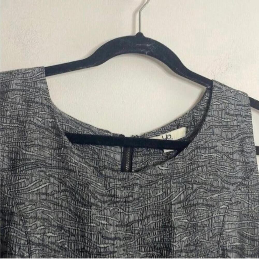 Ya Los Angeles Grey Patterned Metallic Thread Sleeveless Fit and Flare Dress