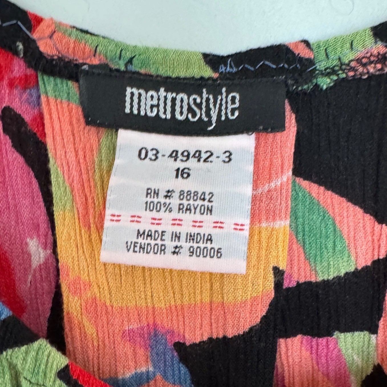 Metrostyle Tropical Print Maxi Dress Beach Resort Smocked Waist Rayon Boho Large