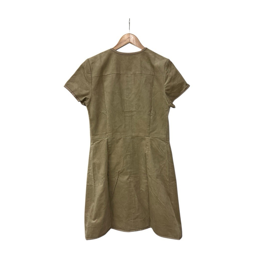 J Crew Parc Corduroy Collarless Stretch Beige Buckthorn Dress 12 Tall