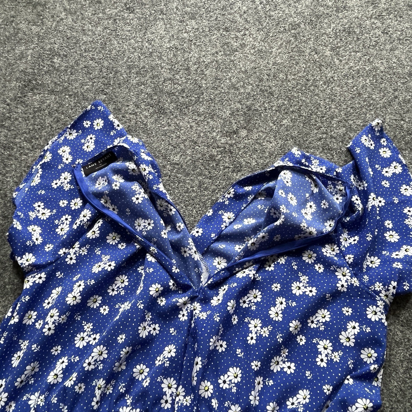 Lane Bryant Blue Daisy Floral High Low Wrap Dress Womens 24 Wedding Guest Frill