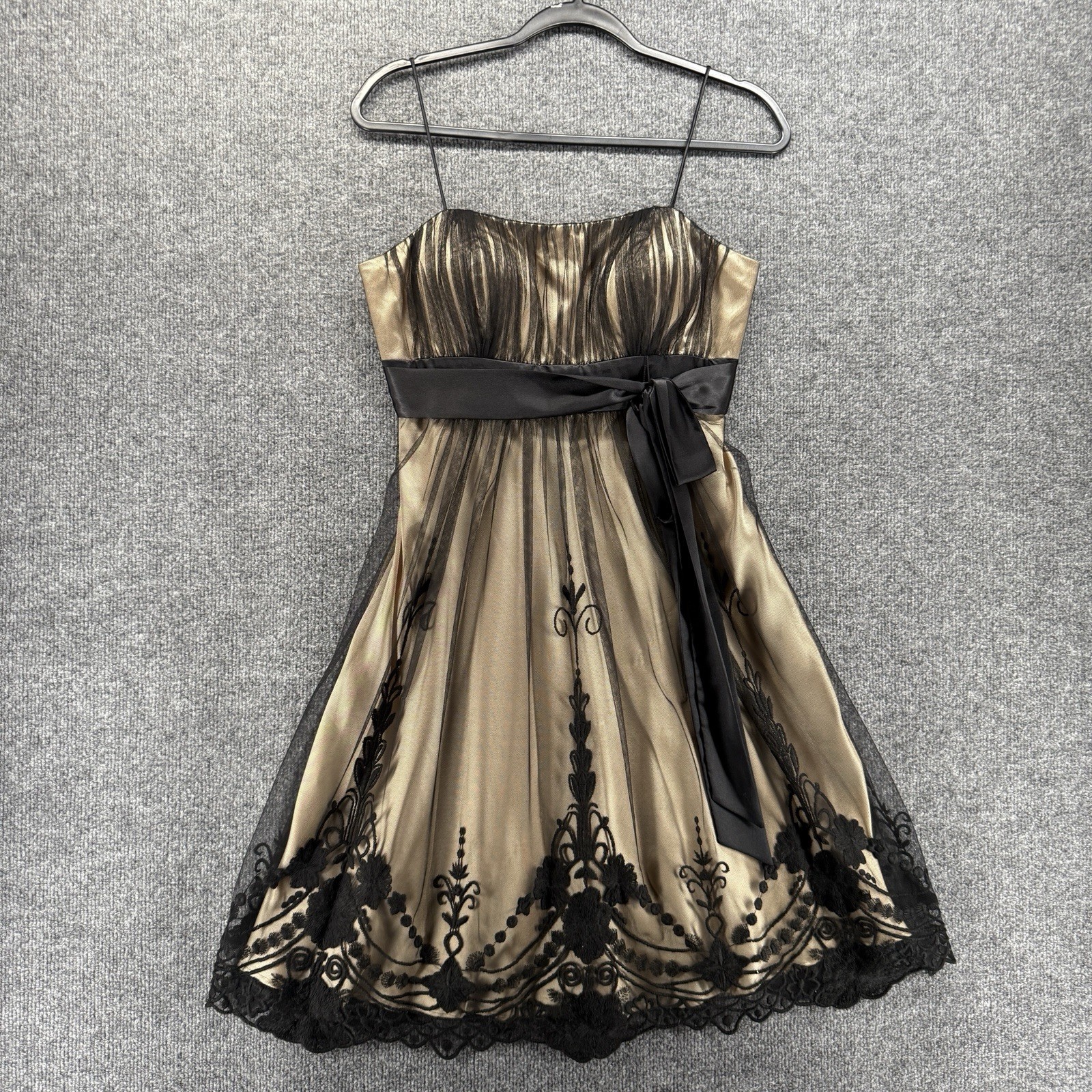 Dressbarn Dress Womens 6 Black Mesh Flowy Babydoll Fairy Grunge Whimsigoth 90s