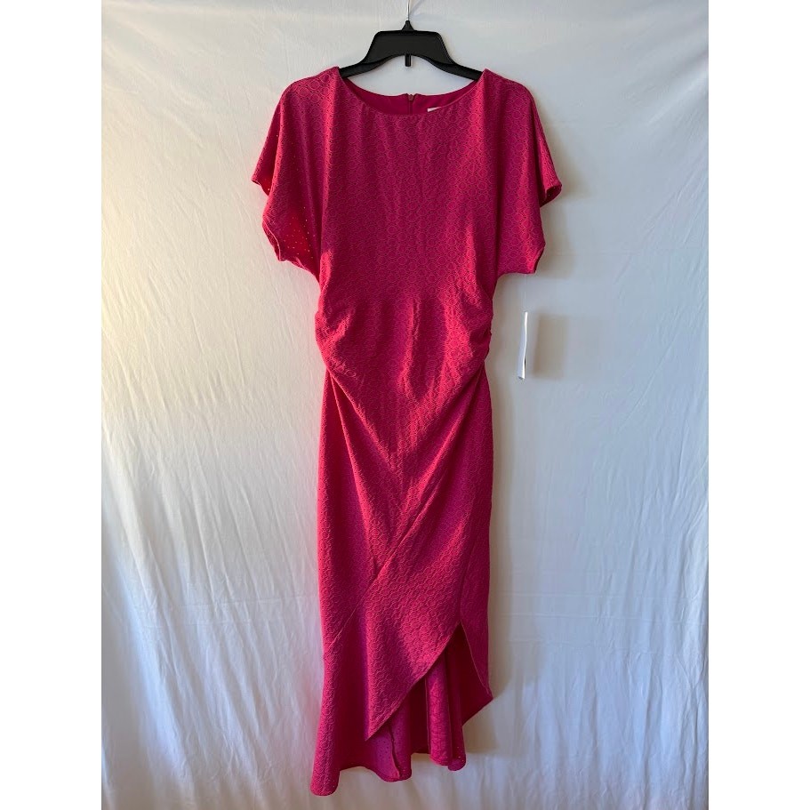 London Times Womens Boat-Neck Flutter-Slee Fuchsia 4
