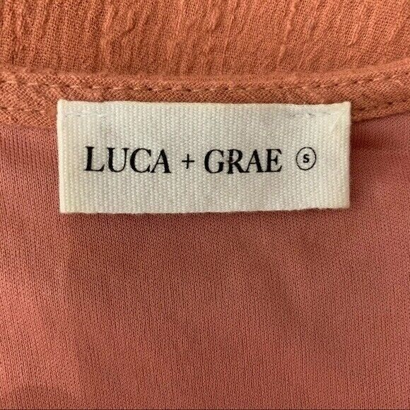 Luca And Grae Rust Orange Wrap Dress Short Sleeve Casual Boho Chic Trendy Small
