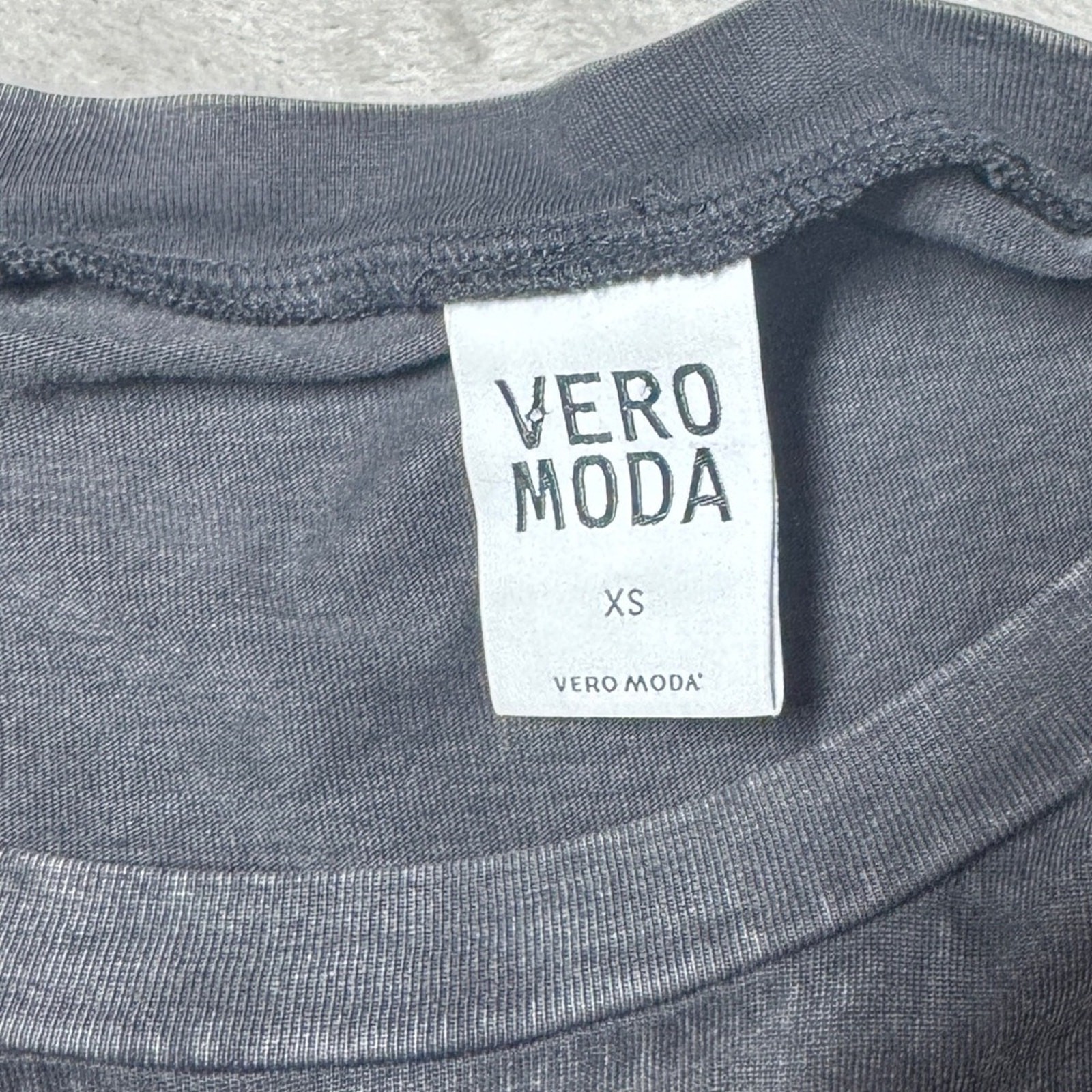 Vero Moda Grey Brown Beaded Grunge Rock Step Up Hem Mini Tunic T-Shirt Dress XS