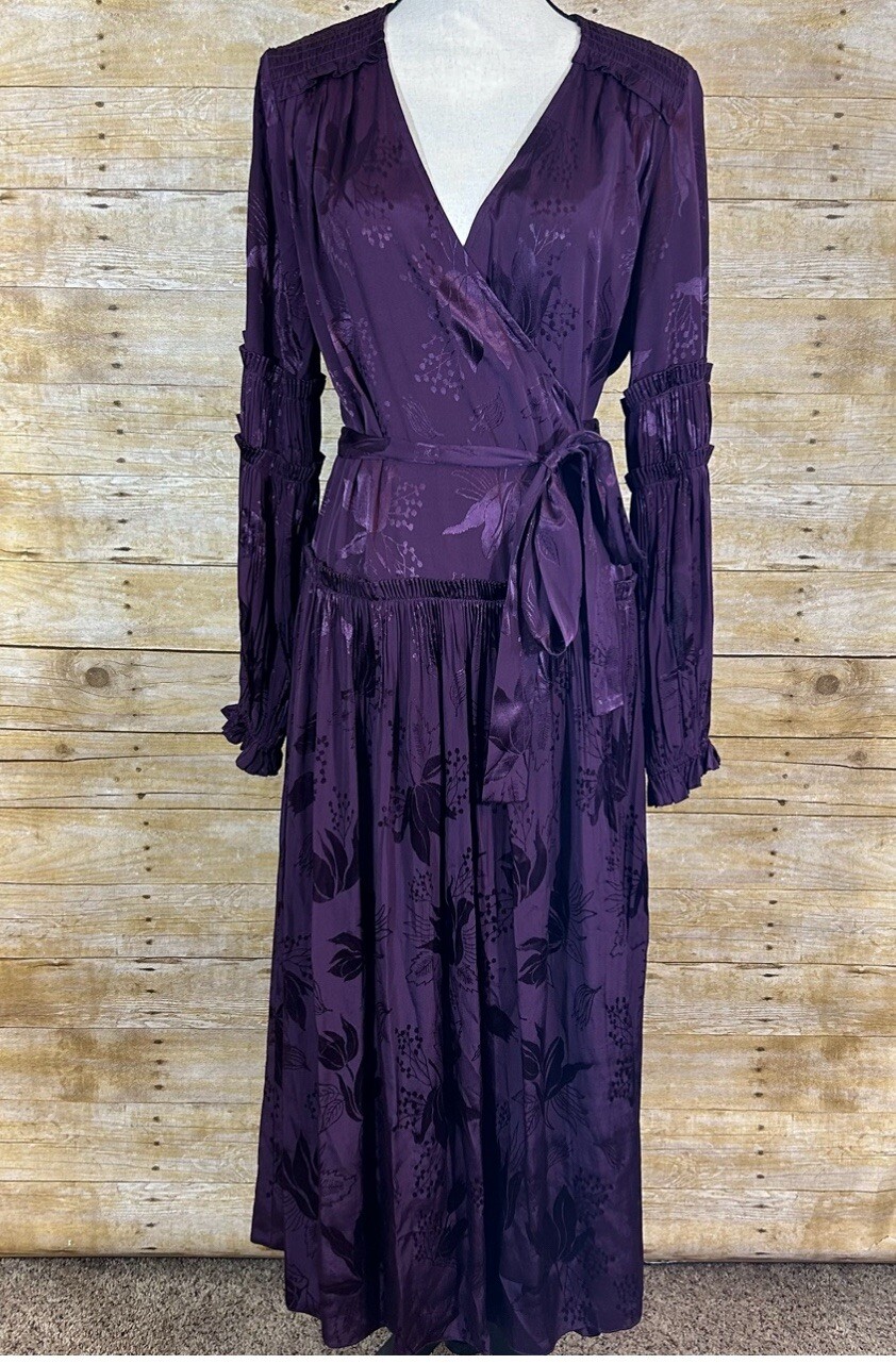 Anthropologie Current Air Long Sleeve Wrap Midi Dress Size M
