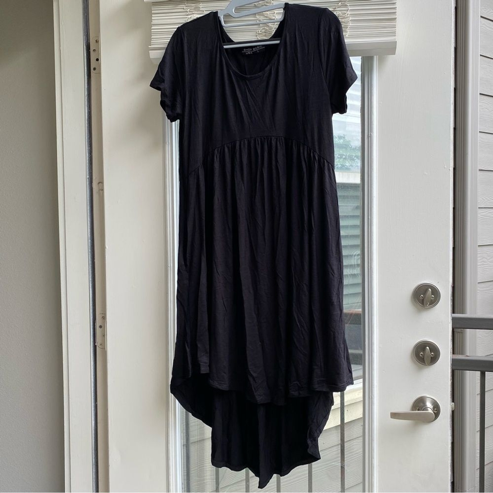 Basic USA Tunic T-Shirt Dress Casual Cap Sleeve Hi-Low Stretch Knit S,M, Dress