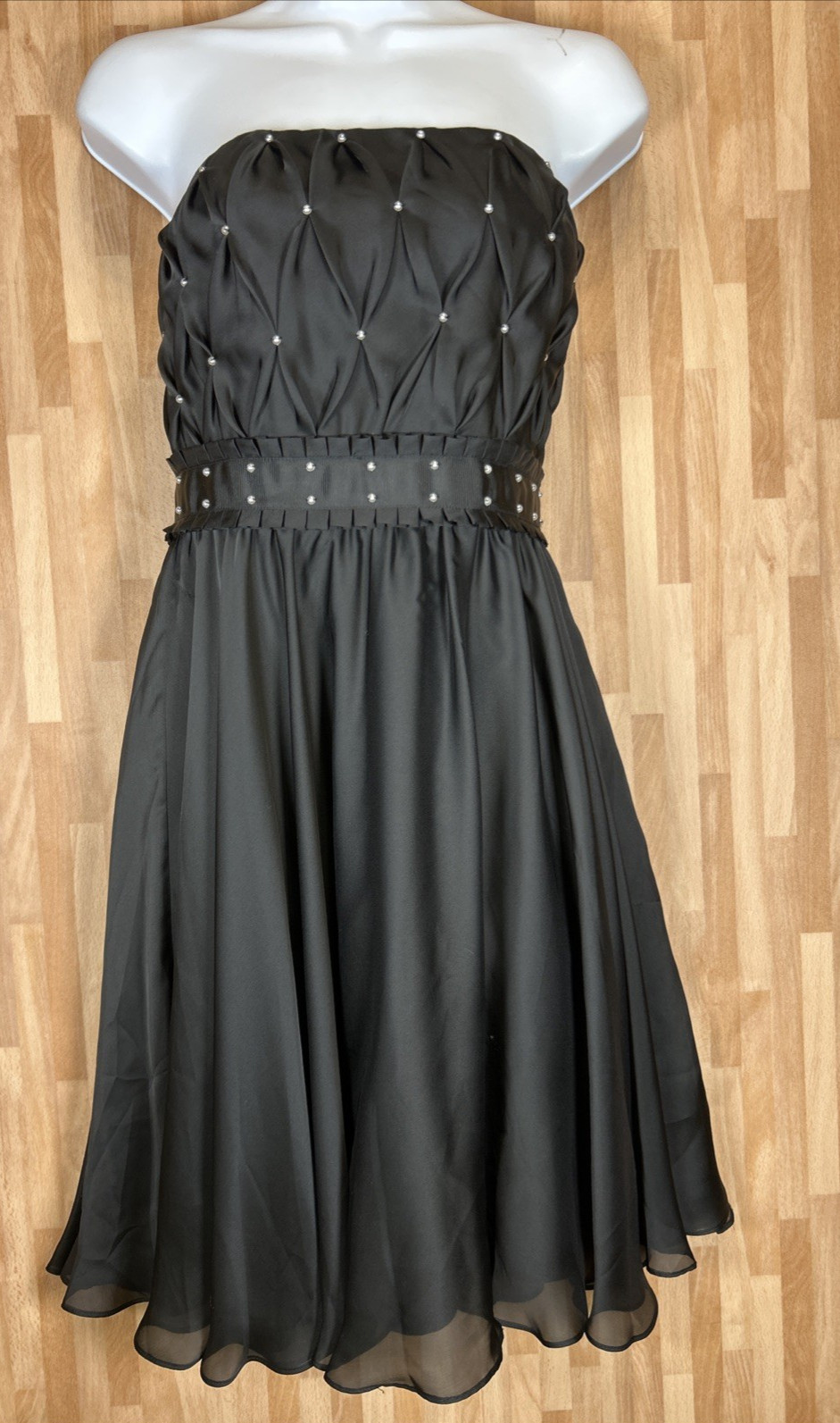 White House Black Market Black Dress Size 4 Black Pearl Beads Event Party NWT