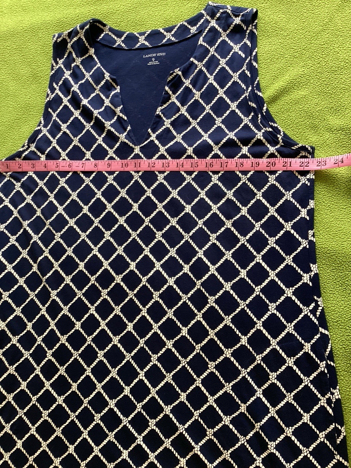 Lands End Navy Size X-Large Sleeveless V-Neck 2 Pockets Slide Slits Dress