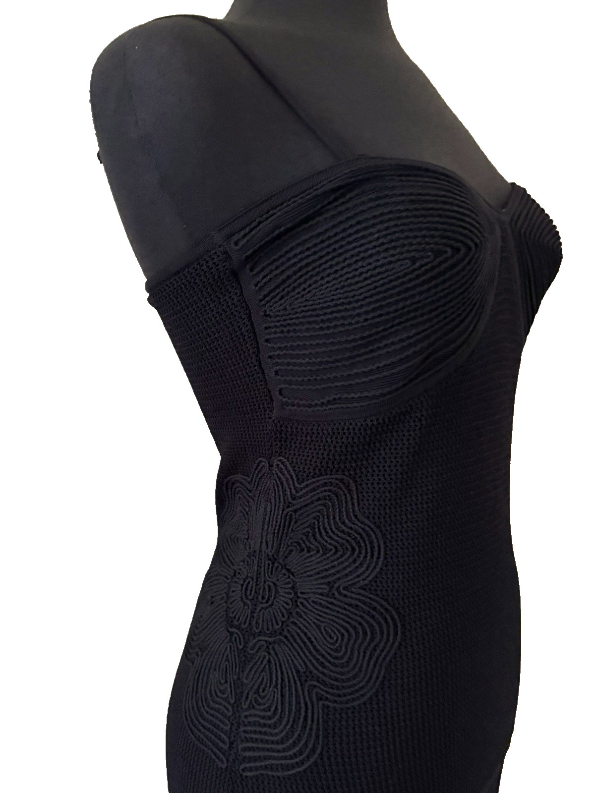 Camila Coelho S Black Embroidered knit combination Sleeveless Fitt &flare Maxi