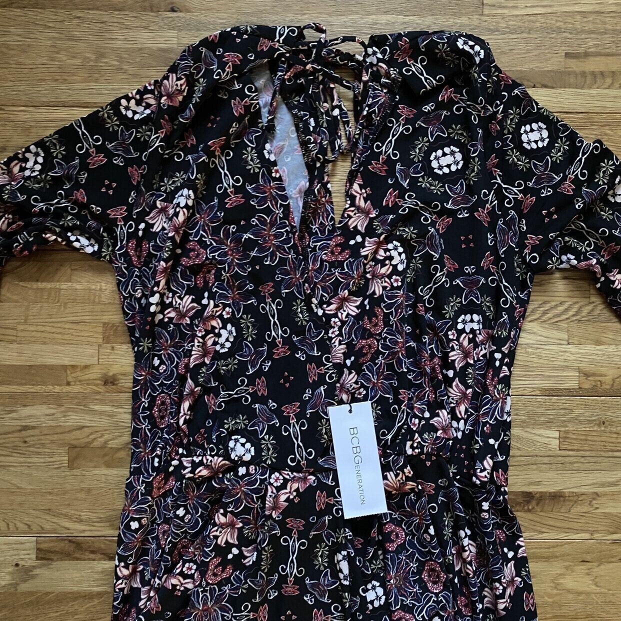 NWT BCBGeneration Women’s Drape Pocket Printed Dress Size Small