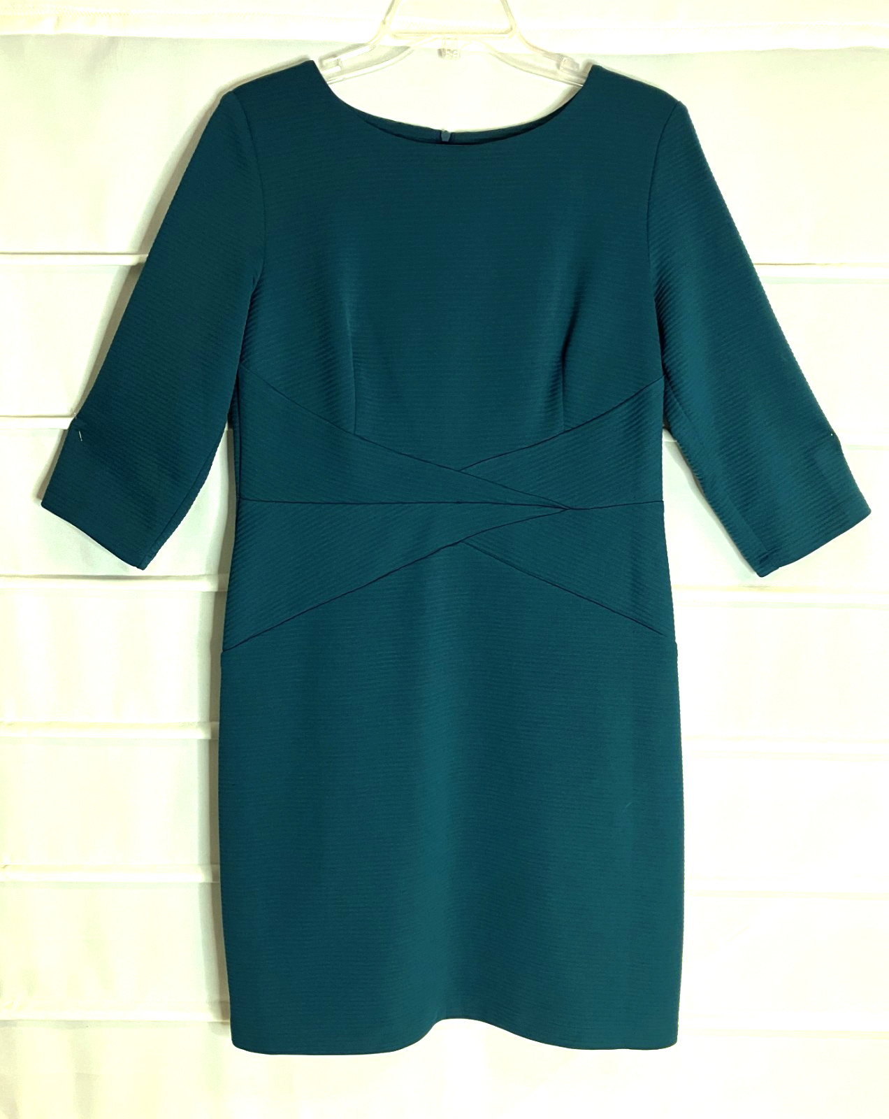 Alyx Petite Dark Green Ribbed Polyester Knit 3/4 Sleeve Dress Size 14 Petite EC!