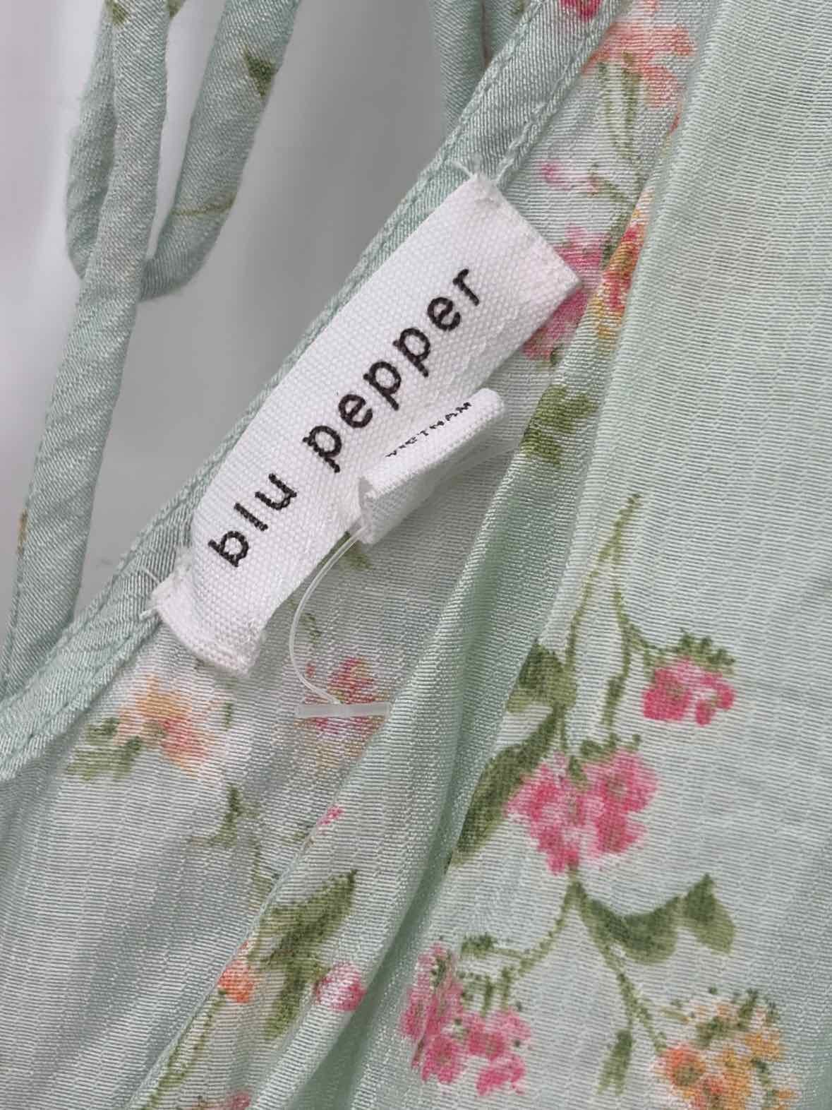 Pre-Owned Blu Pepper Green Size Large Knee Length Sleeveless Dress