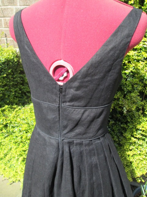 NEW-DIG FOR VICTORY-CUSTOM MADE BLACK LINEN PROM / SPL OCCASION DRESS-8 -£120.