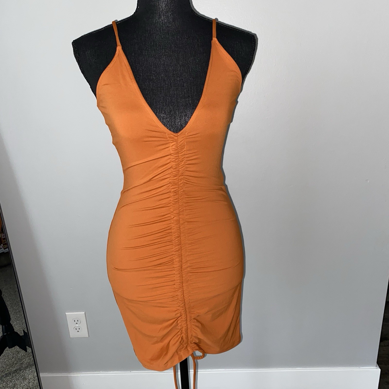 Fiestar Women’s Bodycon Dress Ruched Chestnut Size Medium