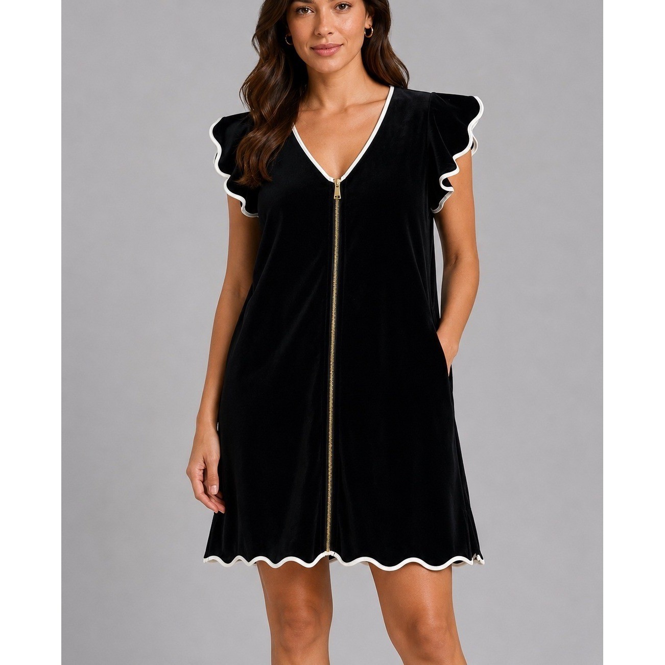 SSYS The Label Get Ready Robe Women S Black Velvet Zip Front Dress Beach Coverup