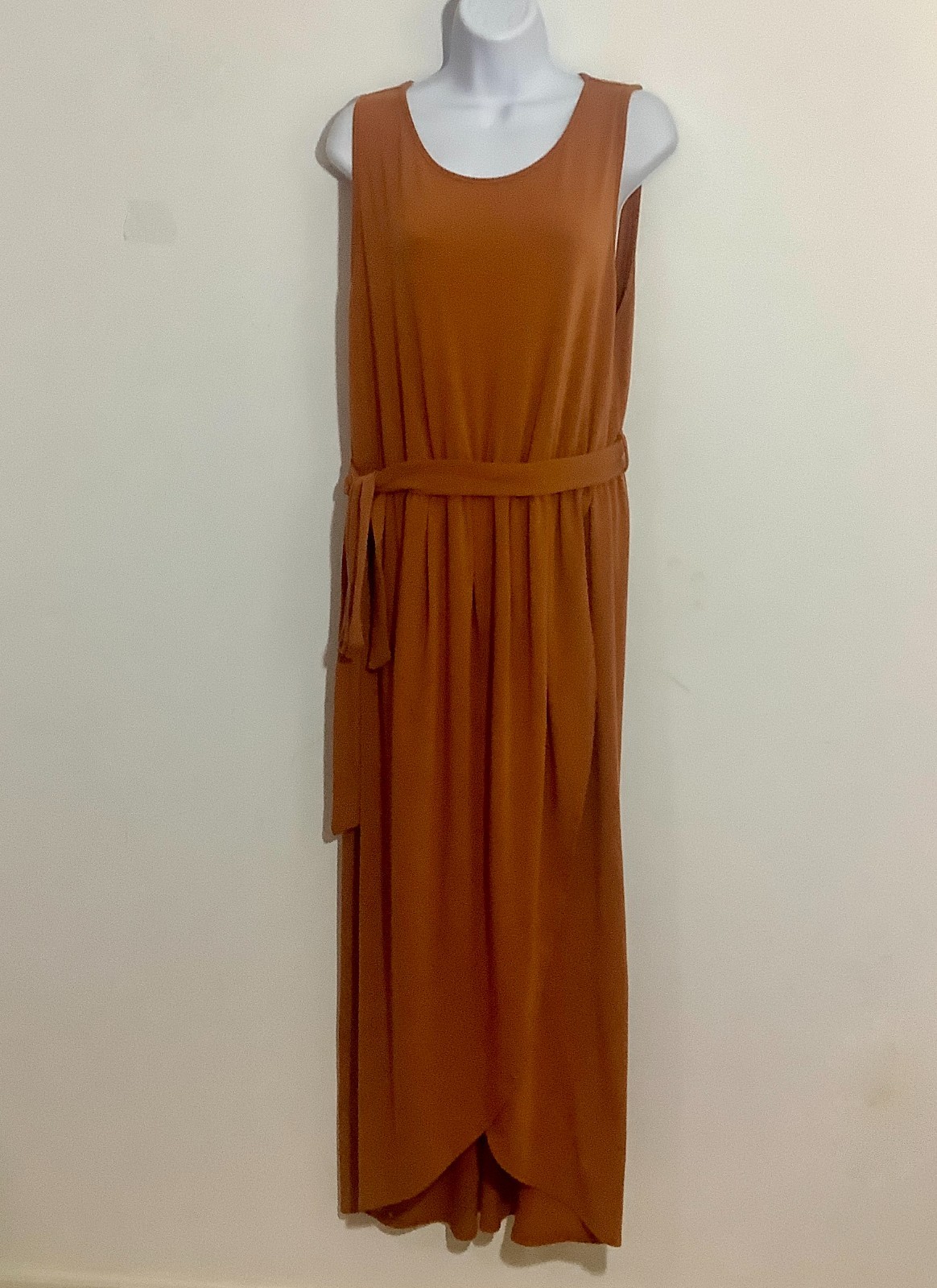 Brown Sleeveless Wrap Dress Maxi XL Slip On