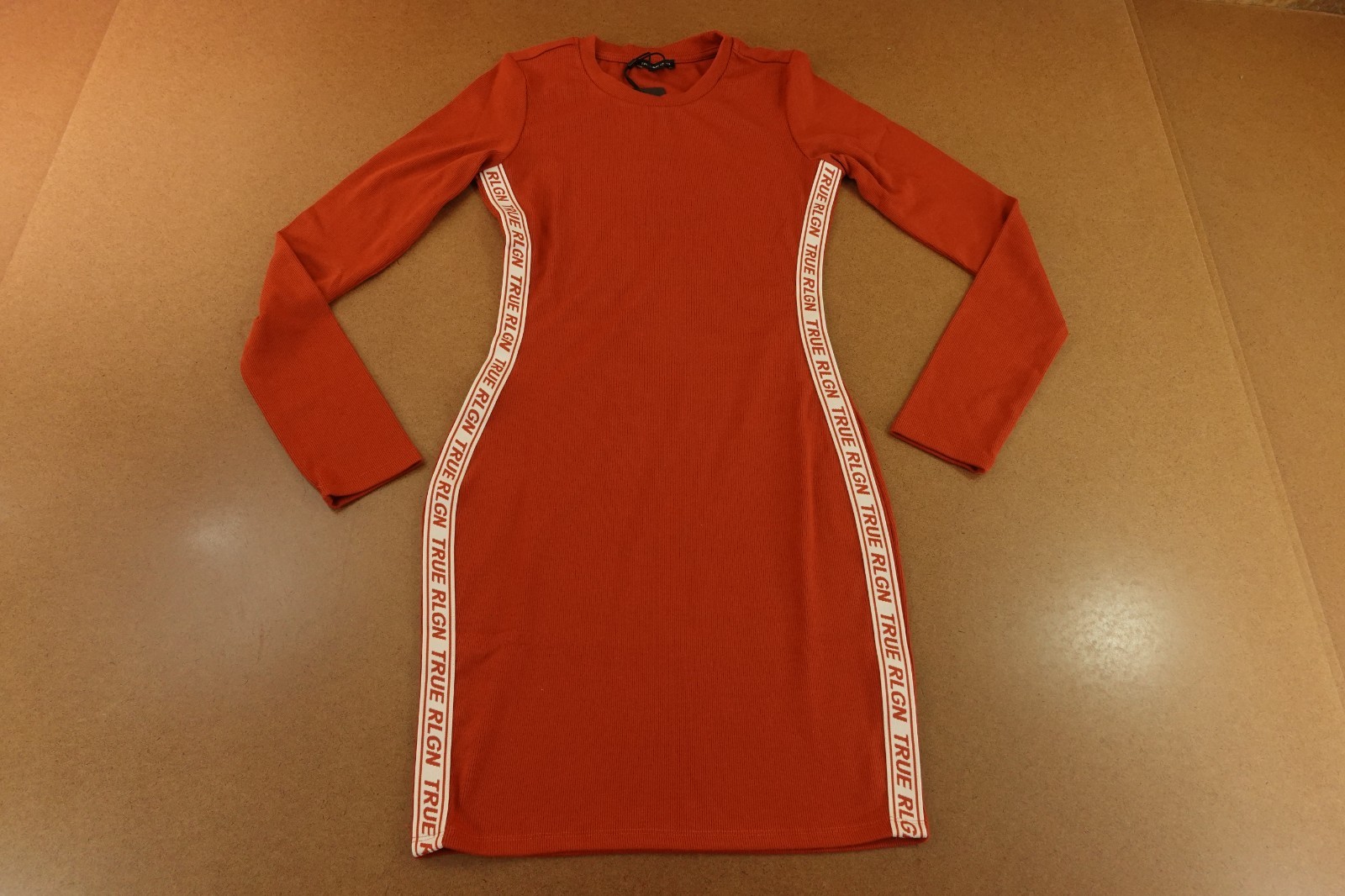 True Religion Womens Size Medium Picante Rib Knit Long Sleeve Taping Dress NWT