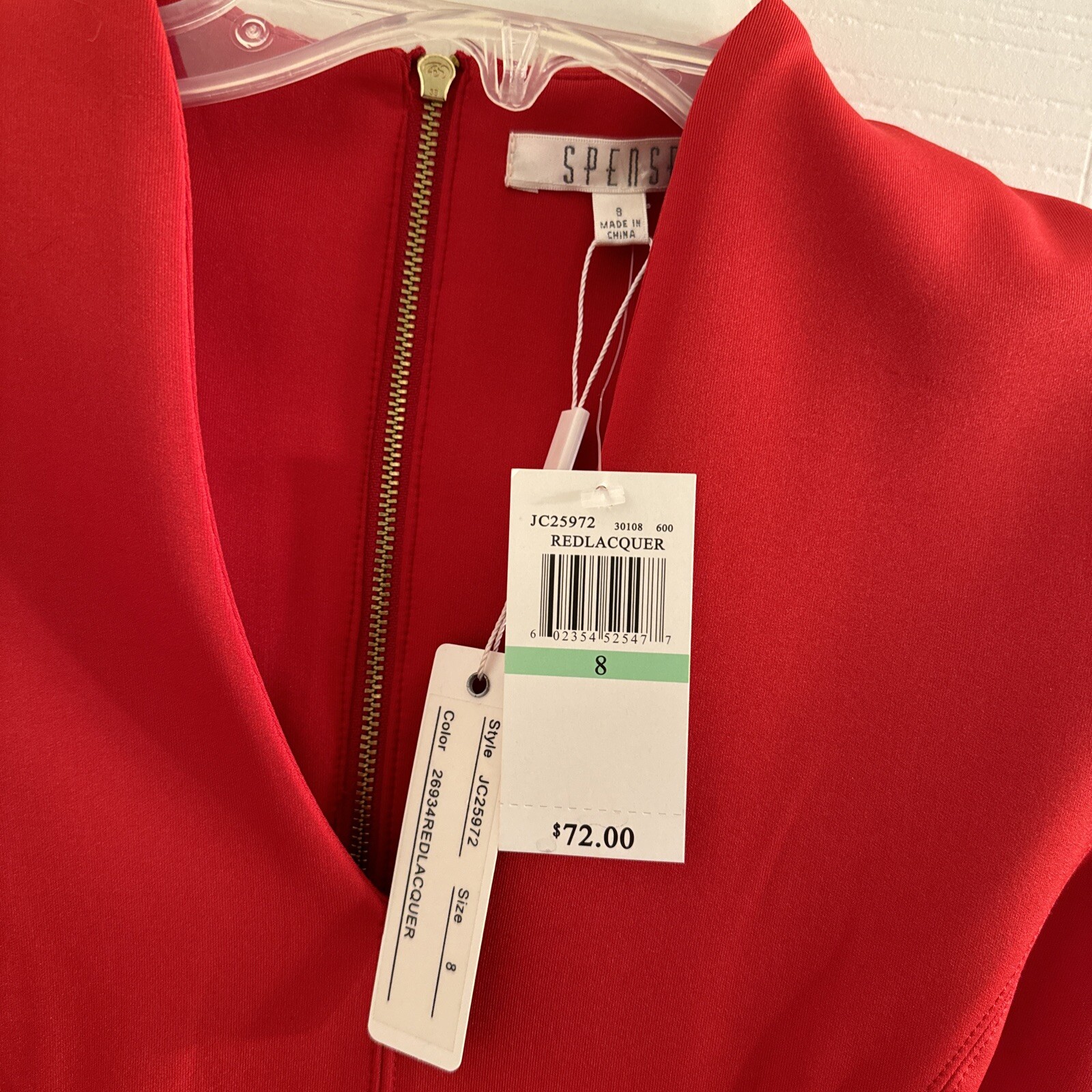 Spense New Red Lacquer Dress Cap Sleeve NWT $72 E15 Size 8