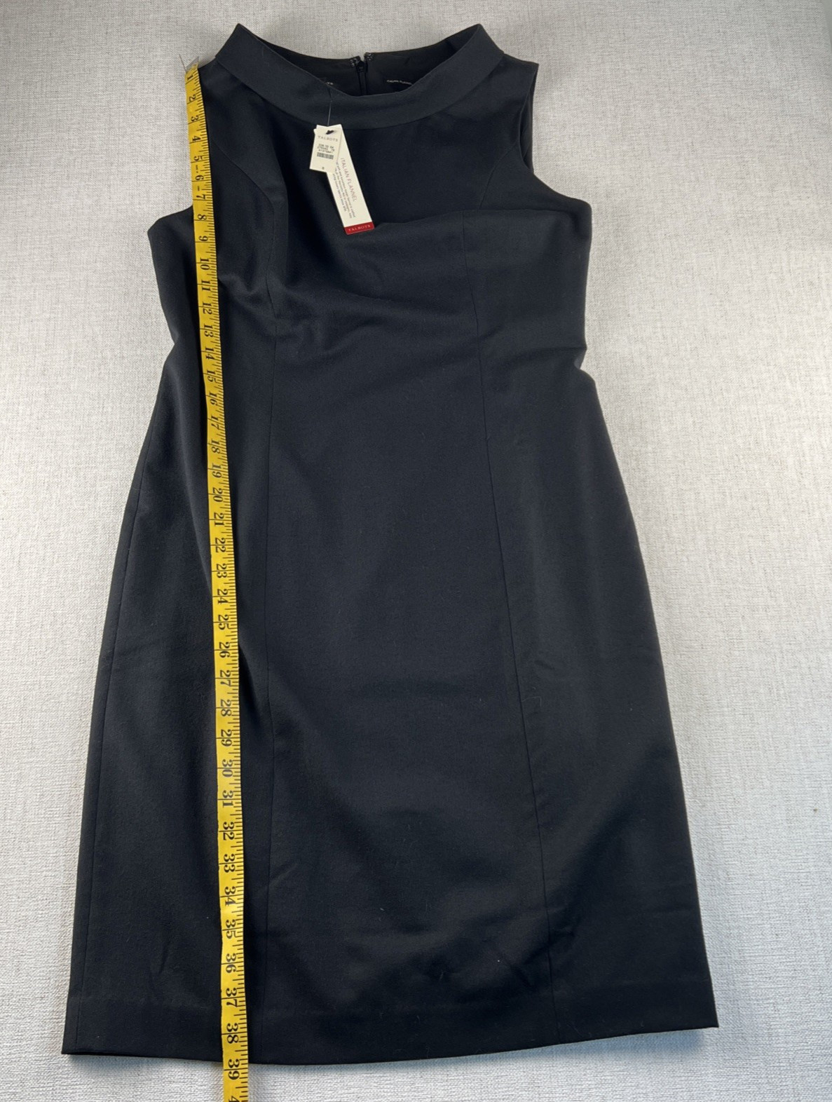 Talbots Italian Wool Flannel Sheath Midi Dress Mad Men Retro Black Size 8 NWT