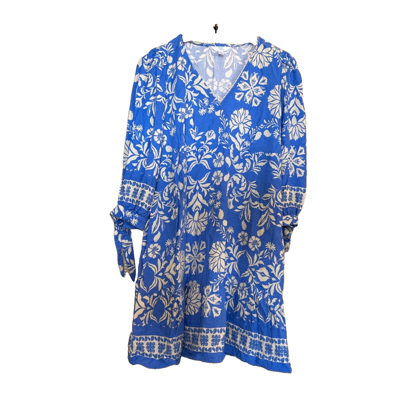 Time And Tru Size Medium, Summer Dress, Blue With White Flowers.