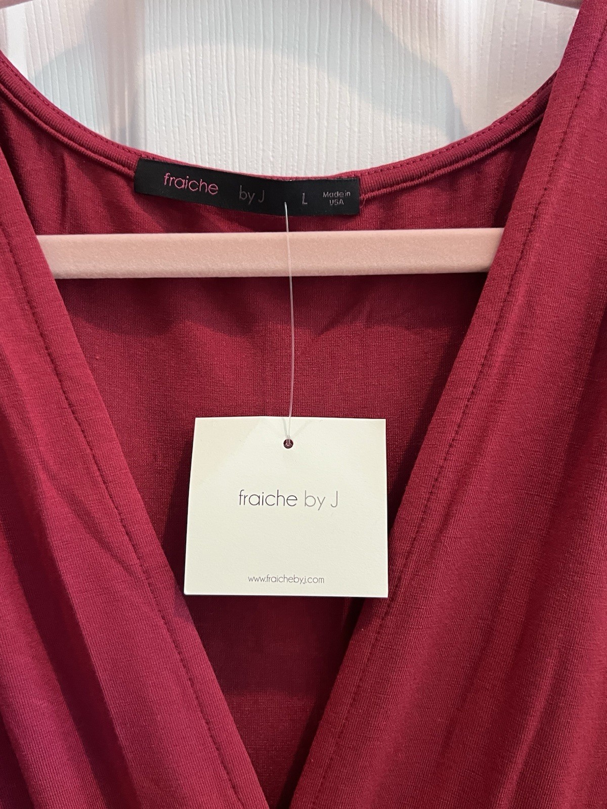 fraiche by J Wine Solid Knit Maxi Dress V-Neck 3/4 Sleeve Tiered Pullover L