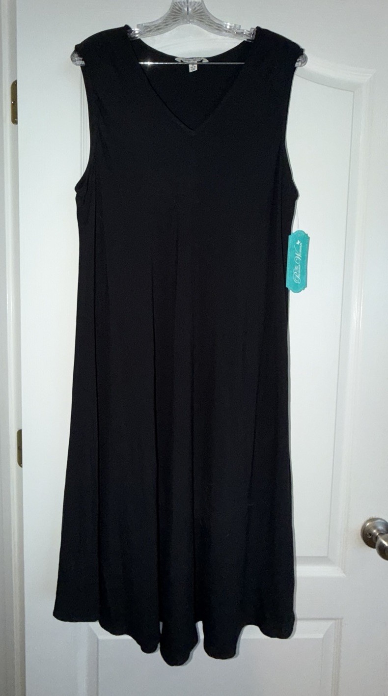 The PIONEER WOMAN V-Neck Umbrella Dress Black Rayon Sleeveless XL 16/18 NWT
