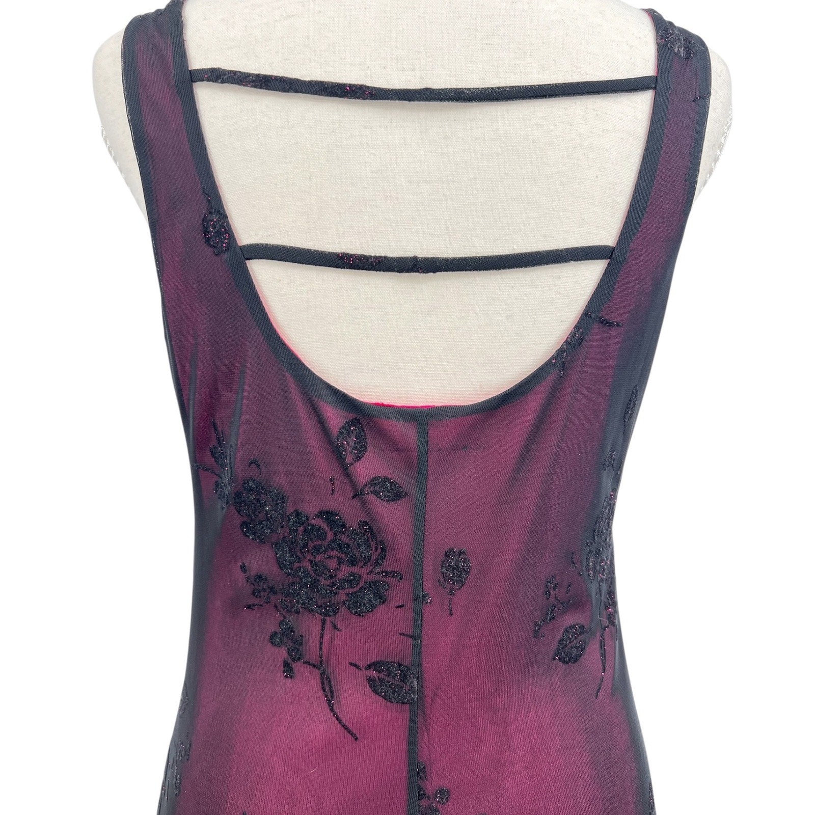 Byer Too Y2K Black Lace Pink Slip Dress Whimsigoth Dark Coquette Fairy Goth