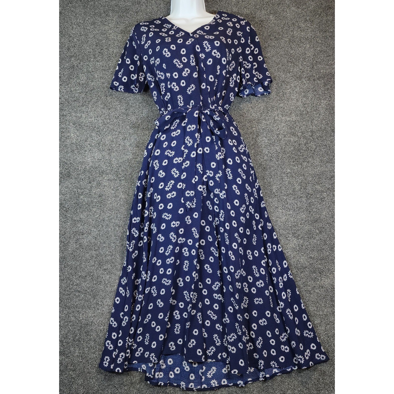 Talbots Daisy Floral Viscose Tie Waist Midi Fit & Flare Dress Women’s Size 8