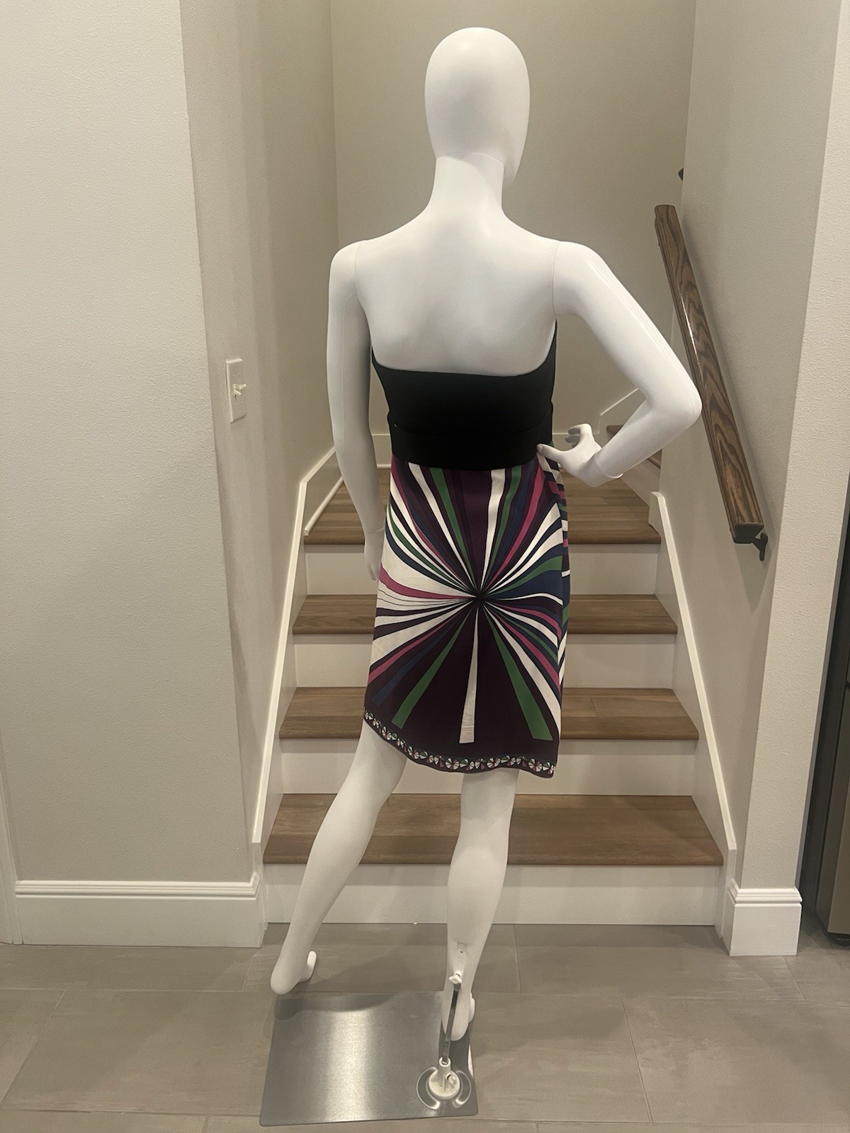 Strapless Multi Color Starburst Print Dress Size 42