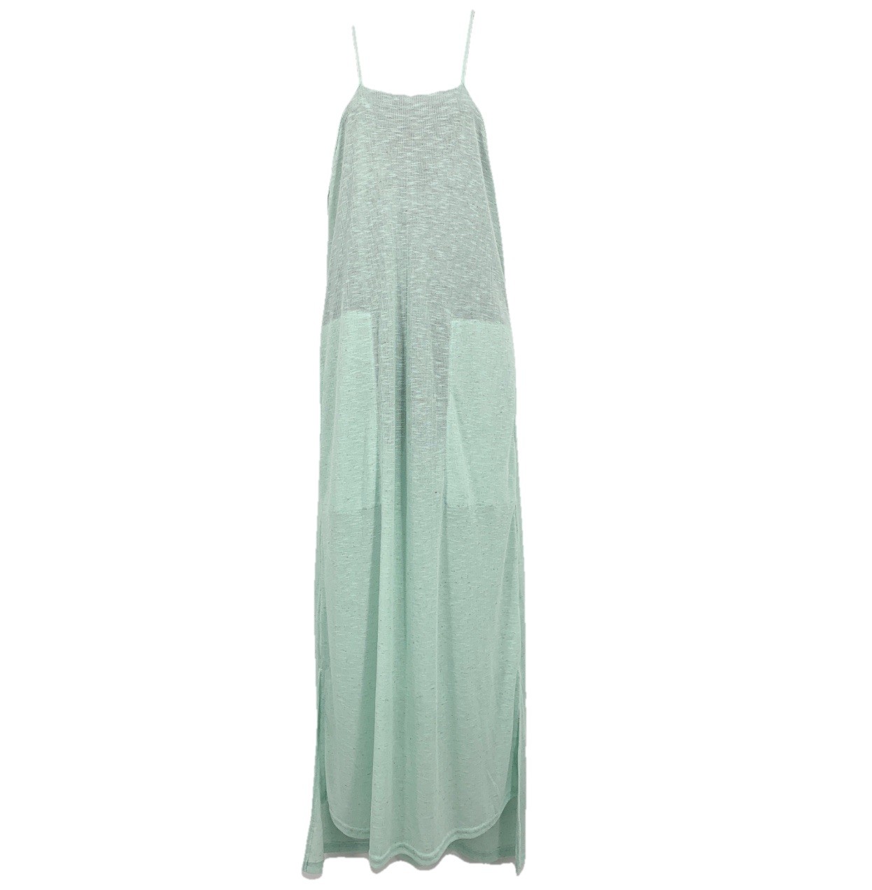 NEW Free People Beach Blue Maxi Dress Medium Ribbed Pocket Sleeveless Cover Up