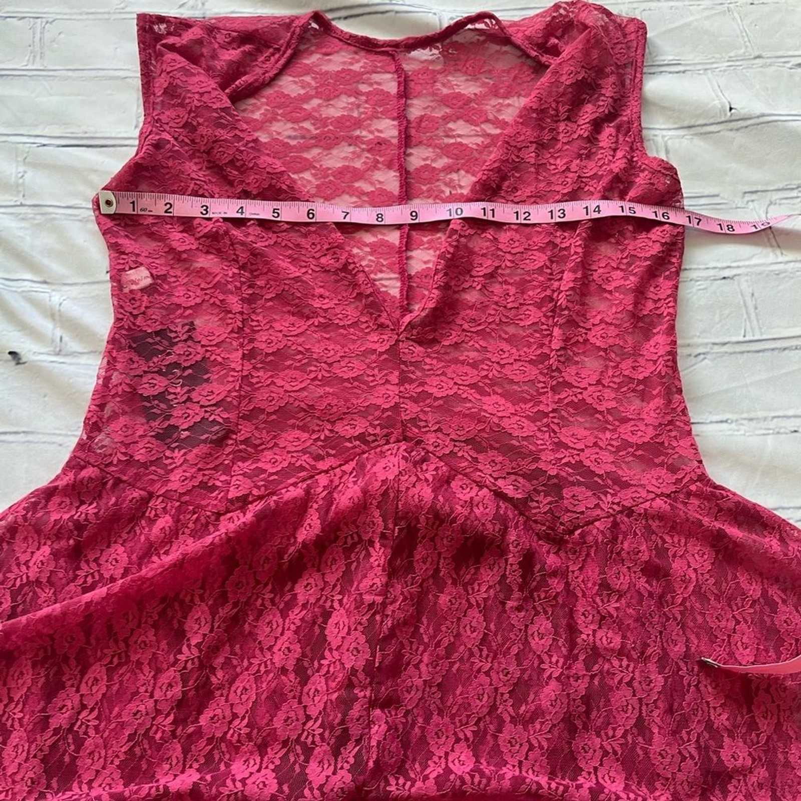R.Vivimos Pink Lace Asymmetrical Midi Dress Women’s XL Deep V Sleeveless NWT