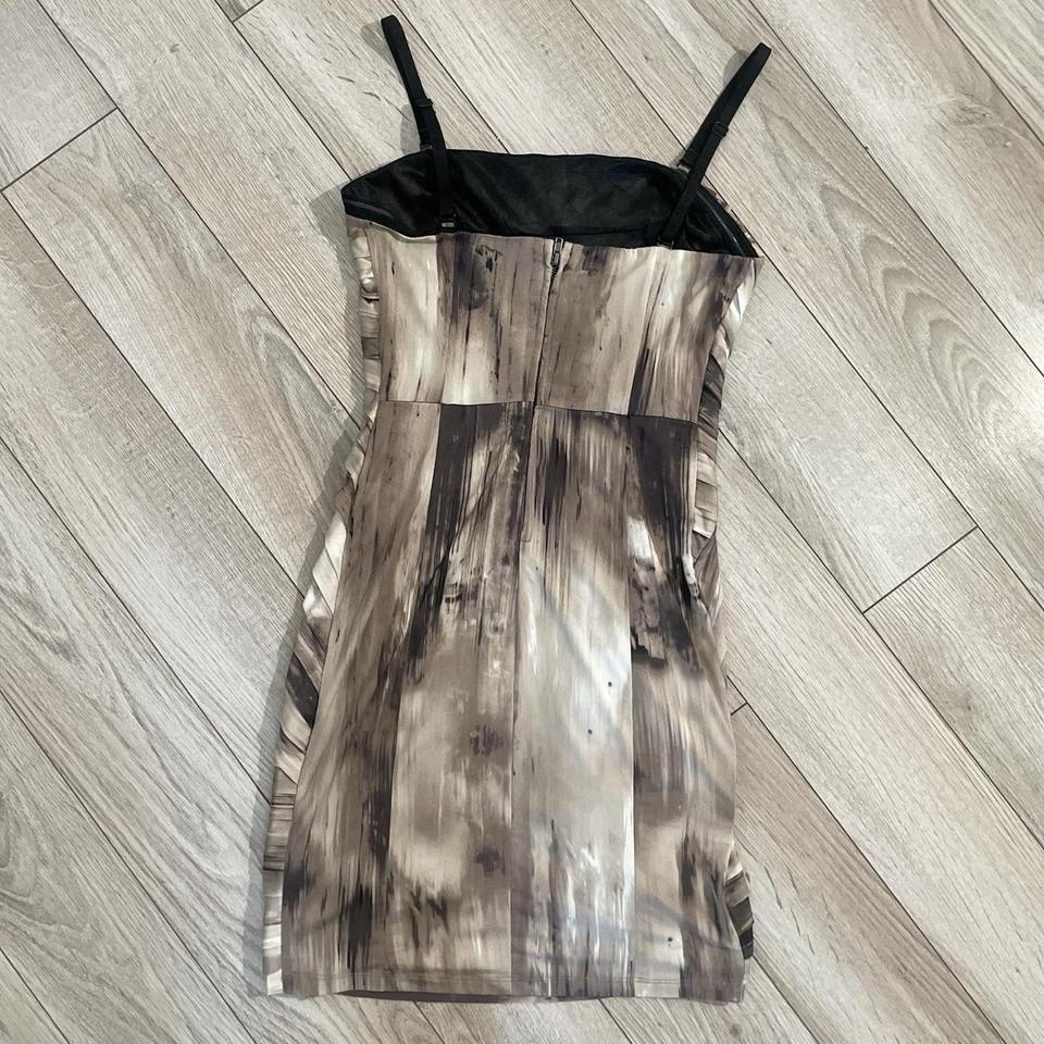 Guess Los Angeles beige and espresso, ruched bodycon mini dress size Small