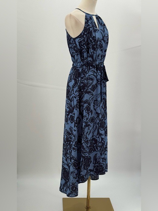 Loft Blue Floral Halter Maxi High Low Keyhole Vacation Summer Boho SZ XS-P