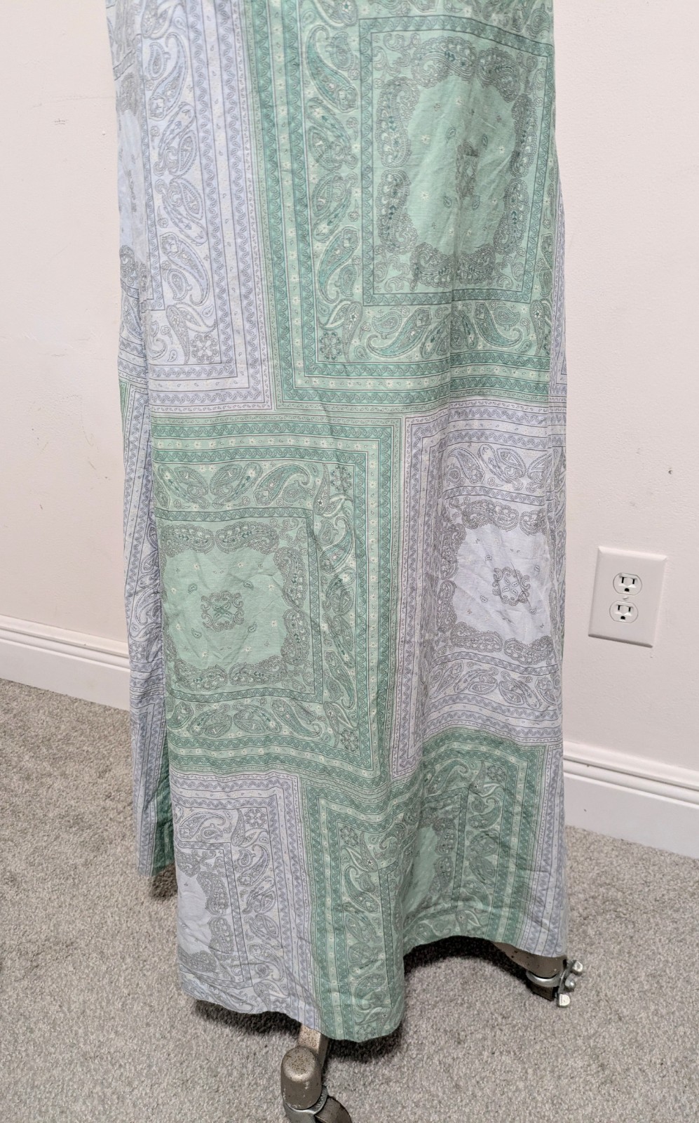 Universal Thread Tie-Front Maxi Dress Green Blue Paisley Sz M Vacation Resort
