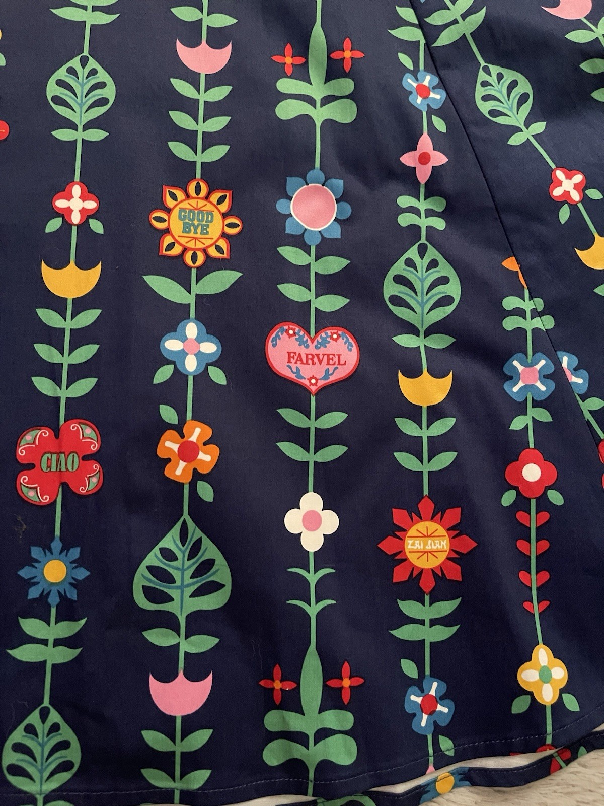 Disney Parks Authentic It’s a Small World “Goodbye” Floral Flared Tea Dress XS