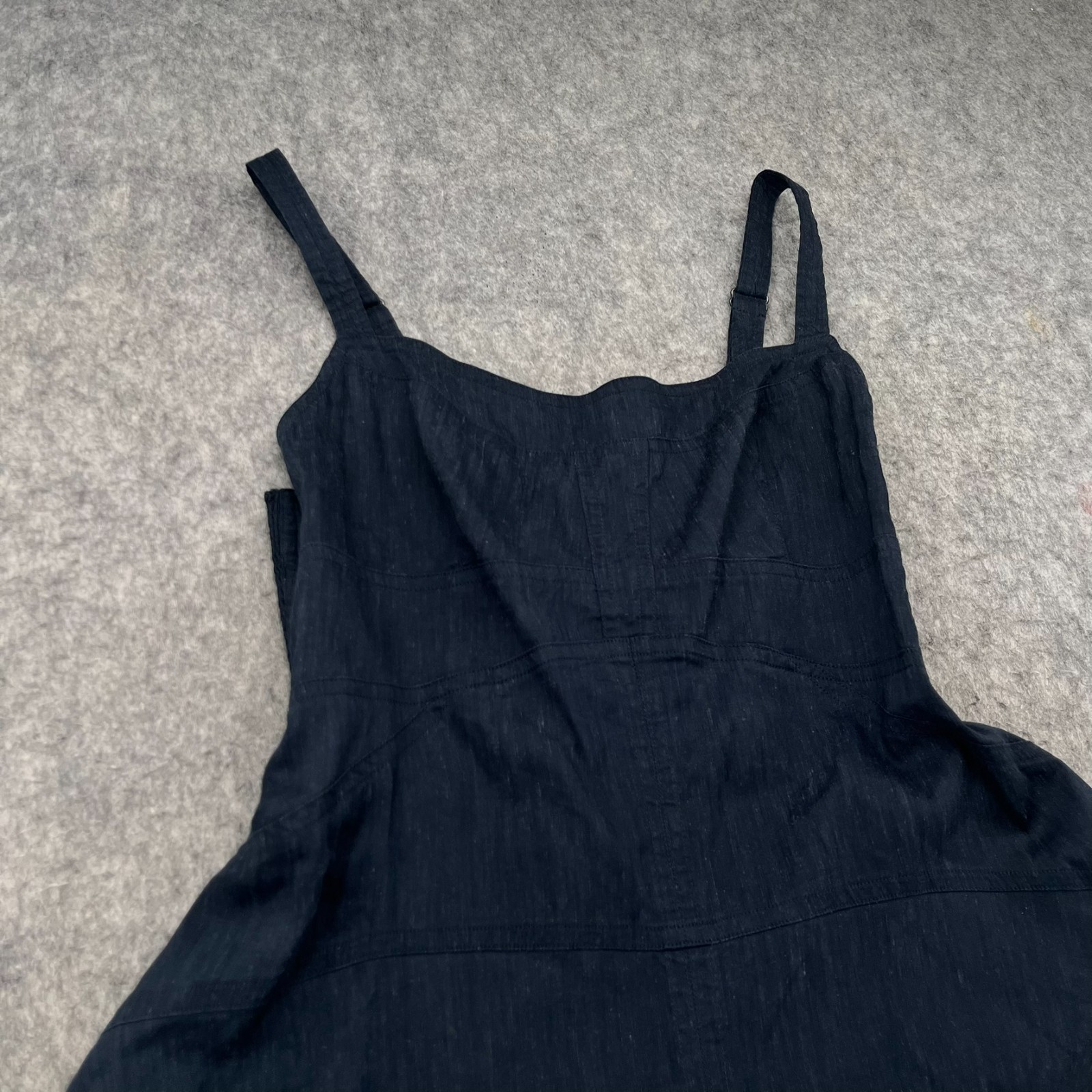 A.L.C. Navy Blue Harlow Linen Sleeveless Midi Dress Size 8