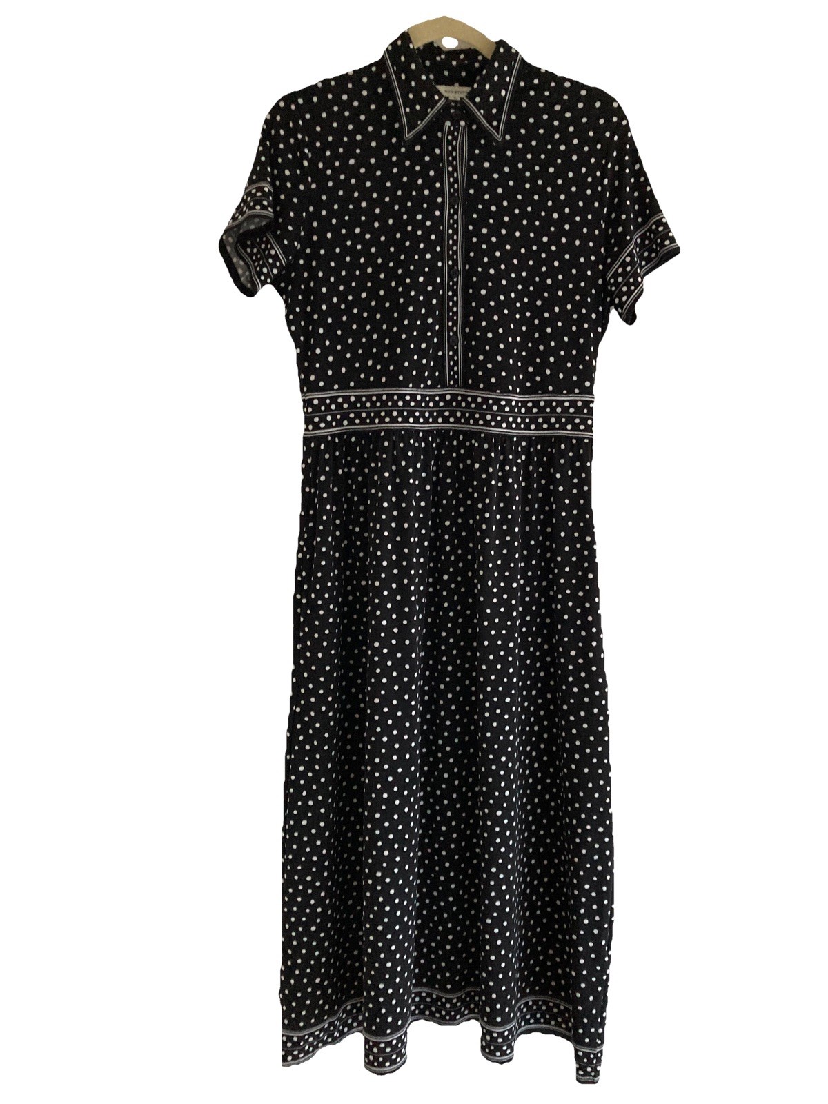 Max Studio Polka For Dress Fit Flare Pockets Size Small Chest 36” Midi