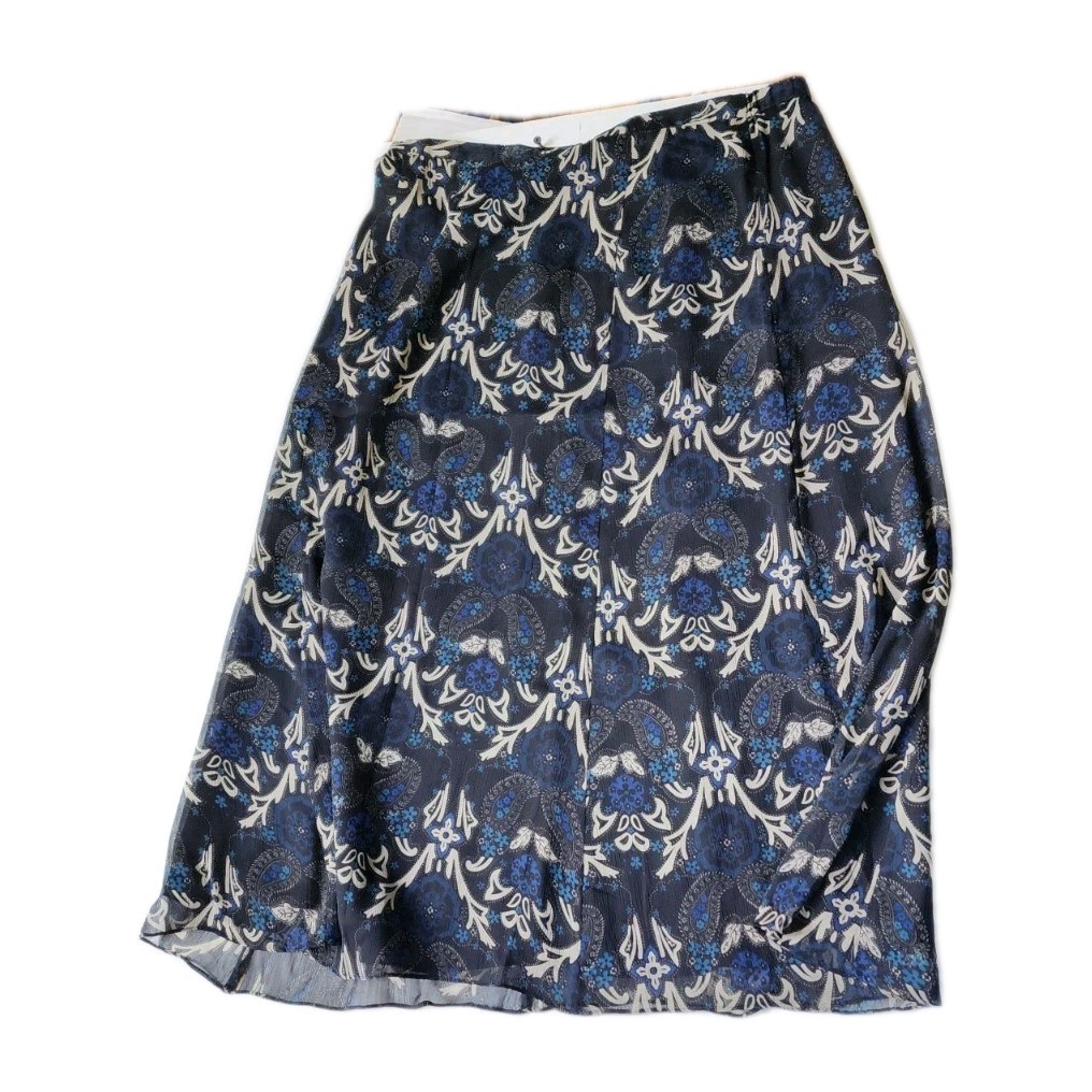 Danny Nicole 2 Pc Dress Set Blue Paisley Sheer Midi Skirt Cottagecore Church