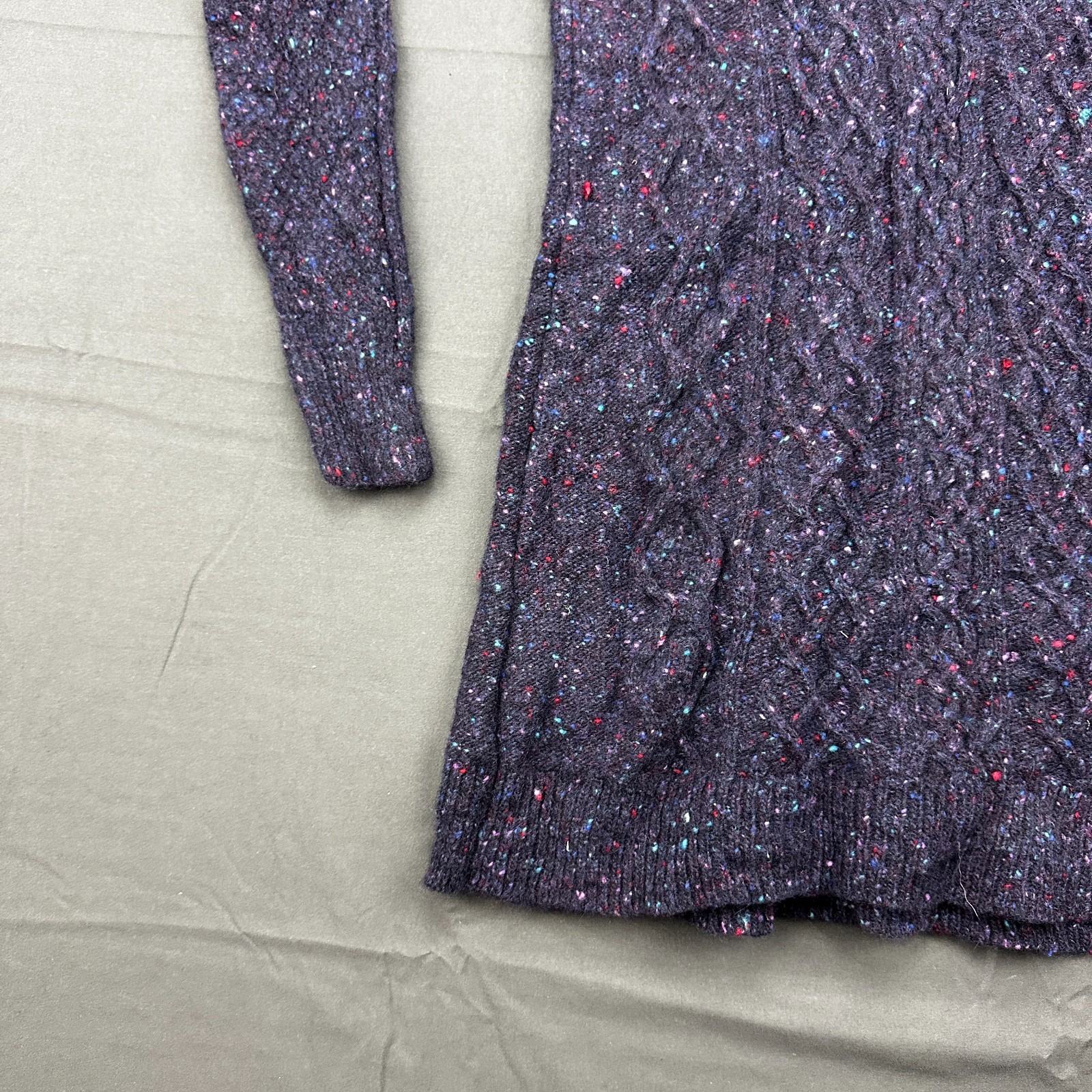 Theory Mayly Fleck Wool Sweater Dress Women’s Small Purple Cable Knit Crew Neck