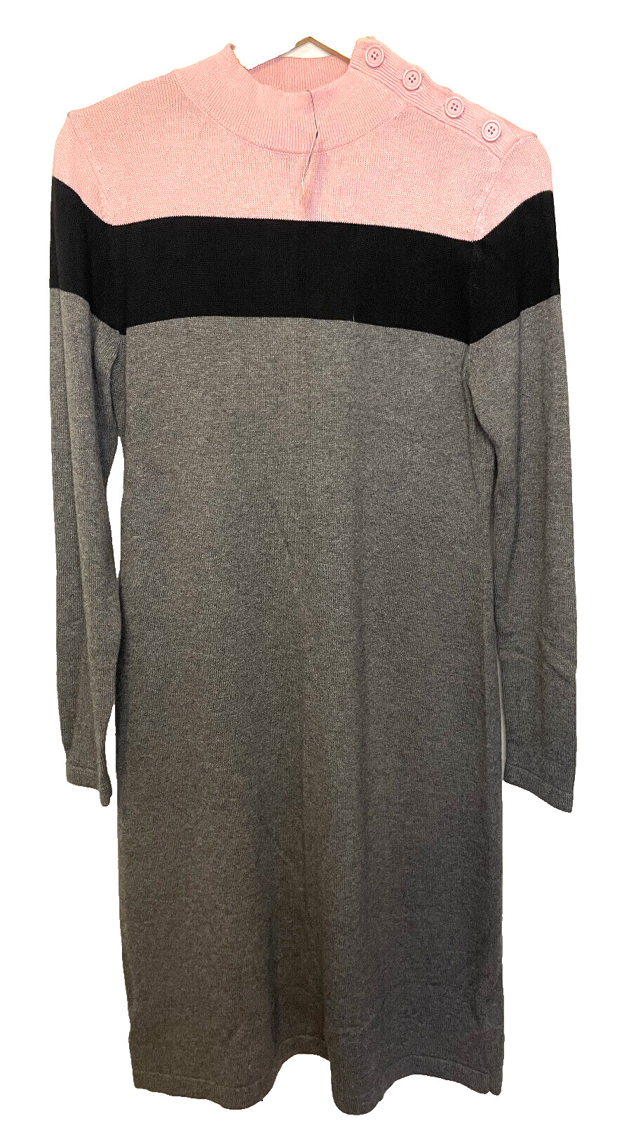 Talbots Cashmere Blend Dress Women Small S Mock Neck Long Sleeve Colorblock Pink