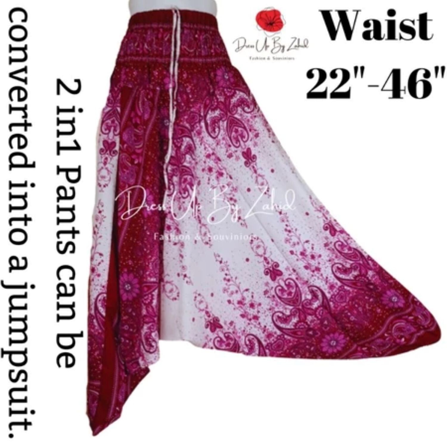 Magical Low Cut Aladdin Pants can be converted into a jumpsuit. Get 3 pieces
