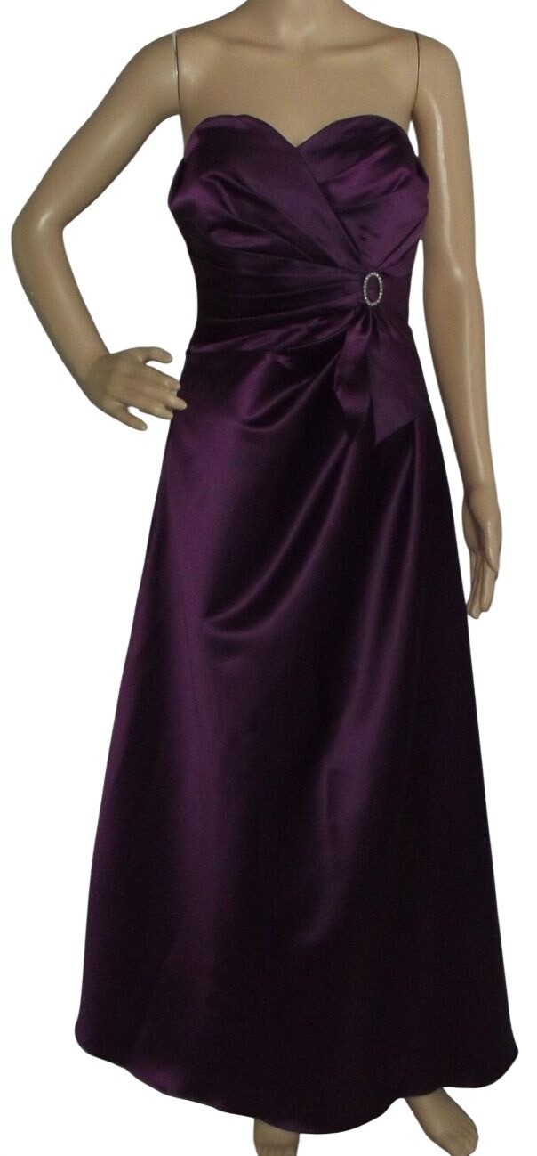 Belsoie Dress Womens Size 10 Purple Satin formal bridesmaid long strapless maxi