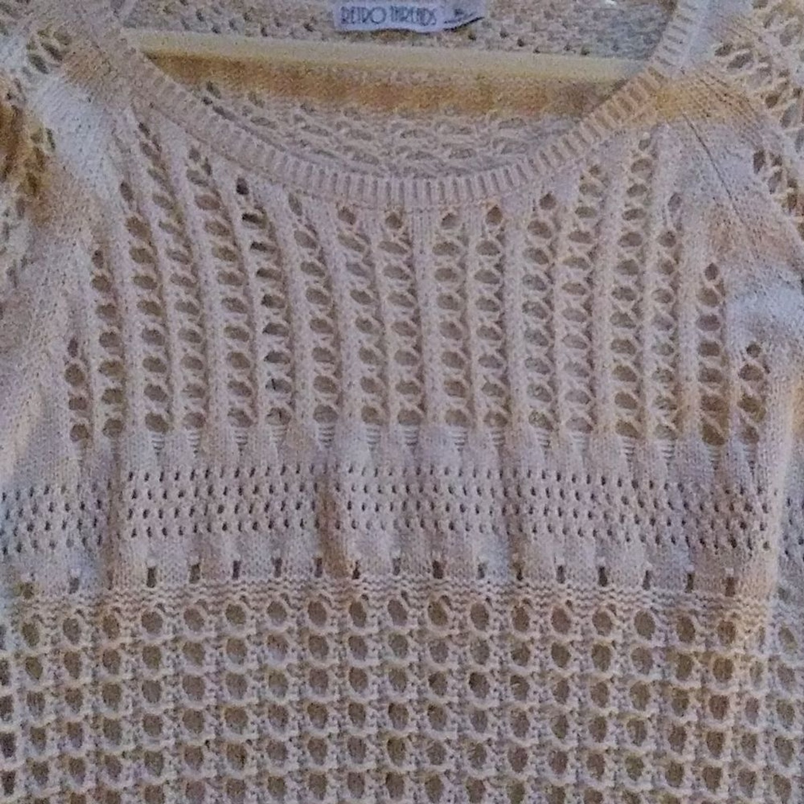 Retro threads crochet sweater dress tan