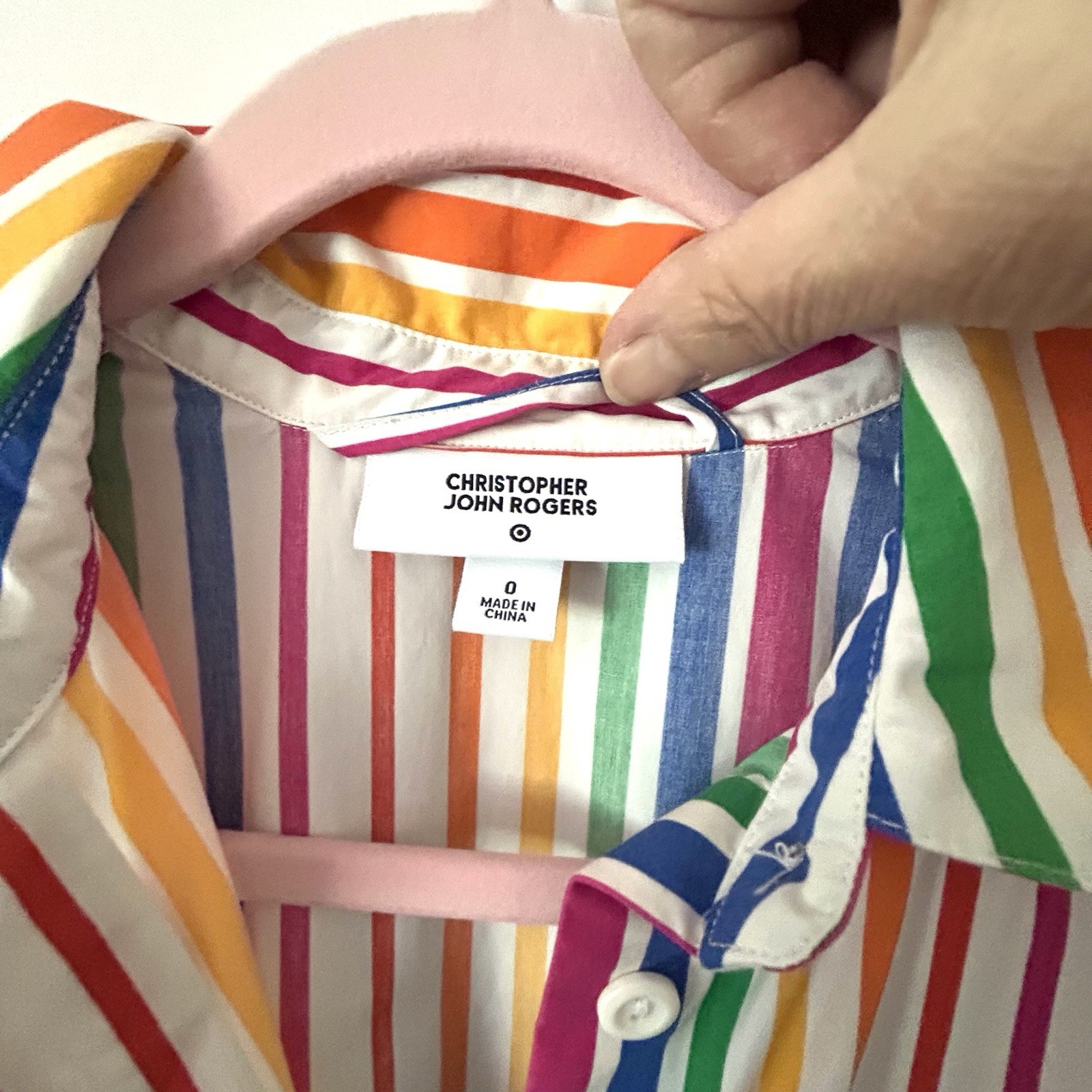 Christopher John Rogers Rainbow Shirt Dress Stripe Belted Size 0