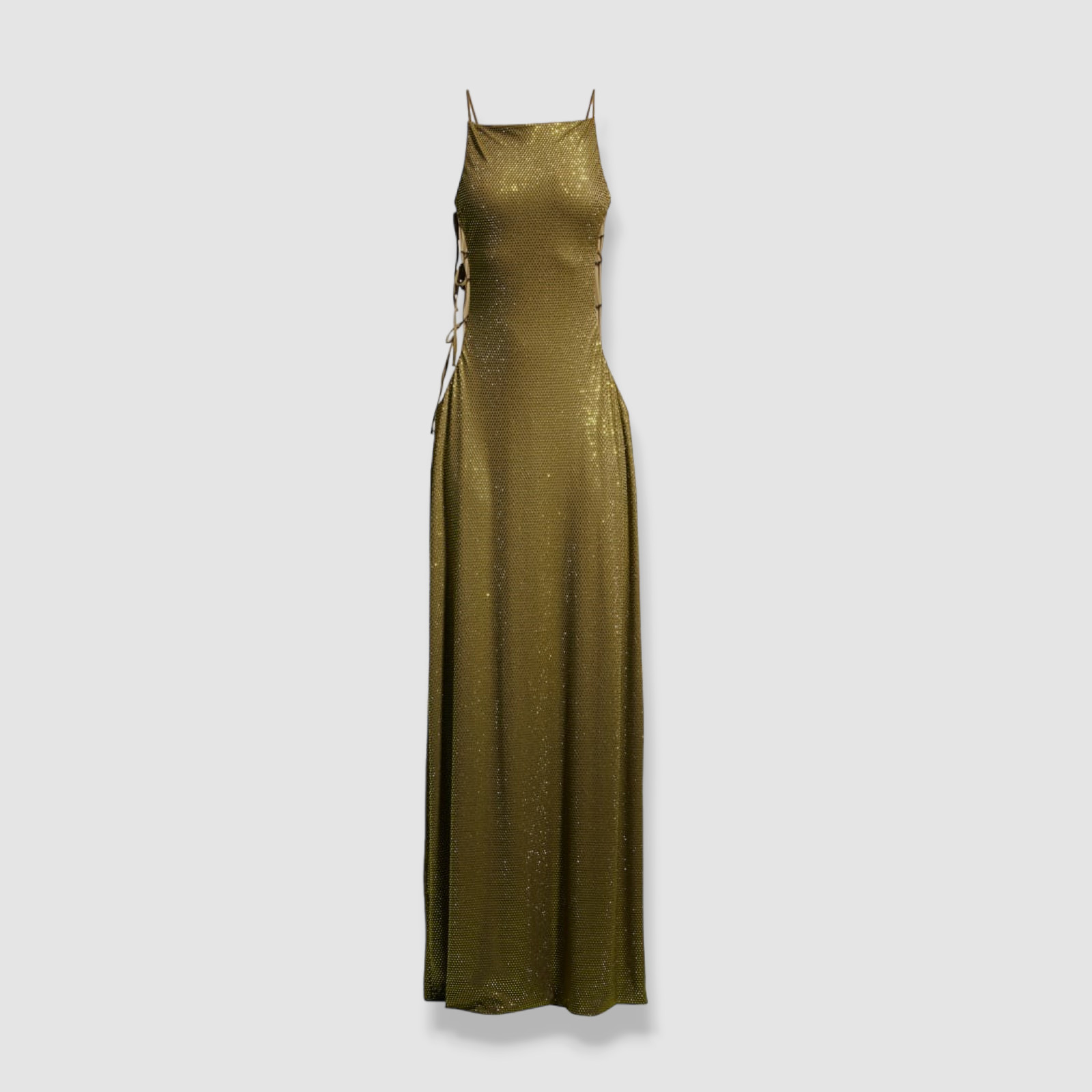 $1399 Cult Gaia Women’s Green Rhinestone Cutout Self-Tie Chantal Dress Size L